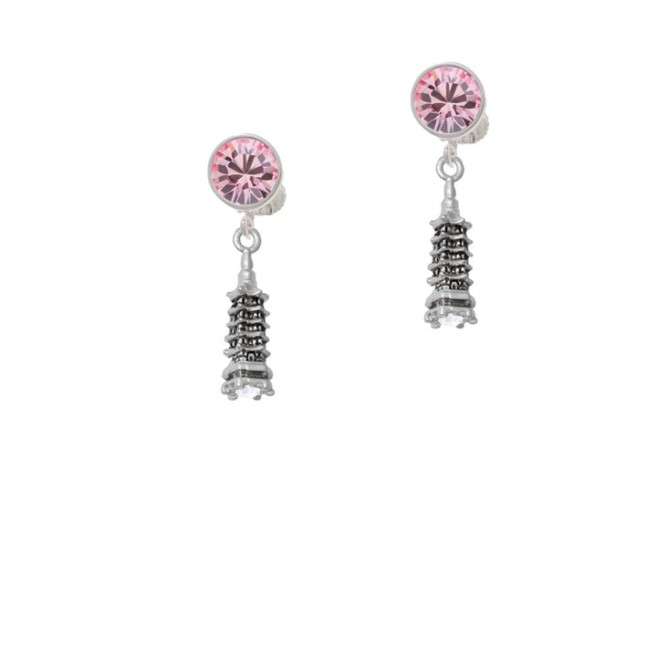 Pagoda with Clear Crystal Crystal Clip On Earrings Image 4