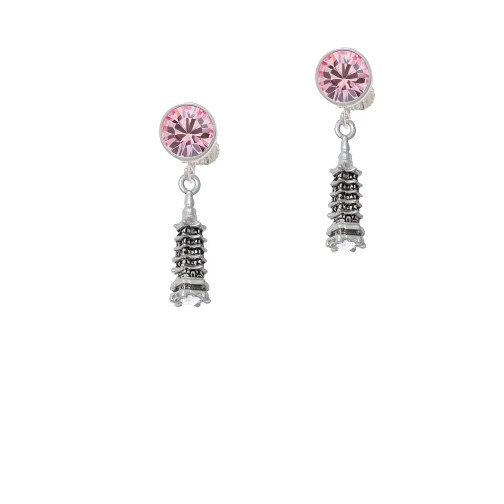 Pagoda with Clear Crystal Crystal Clip On Earrings Image 1