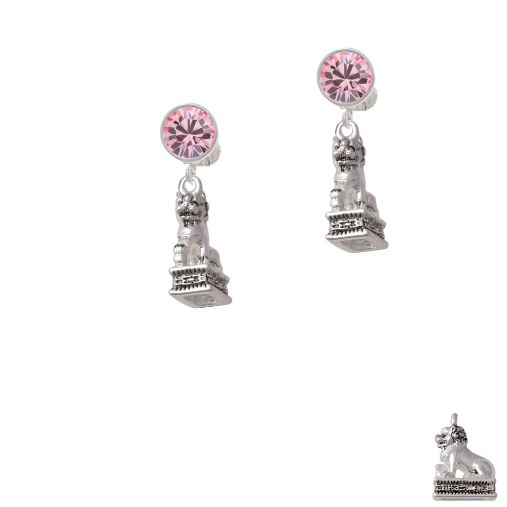 Fu Dog Crystal Clip On Earrings Image 1