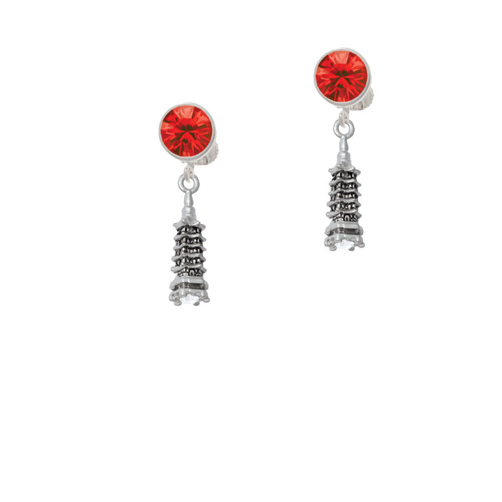 Pagoda with Clear Crystal Crystal Clip On Earrings Image 4