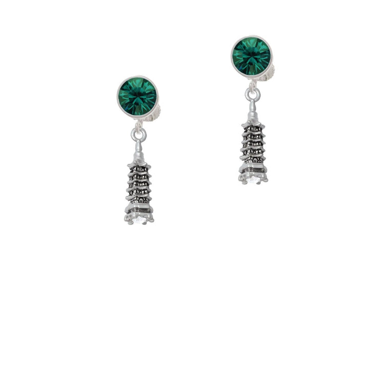 Pagoda with Clear Crystal Crystal Clip On Earrings Image 6