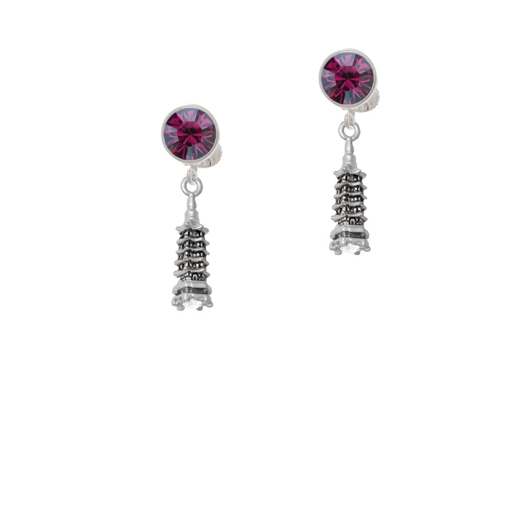 Pagoda with Clear Crystal Crystal Clip On Earrings Image 8