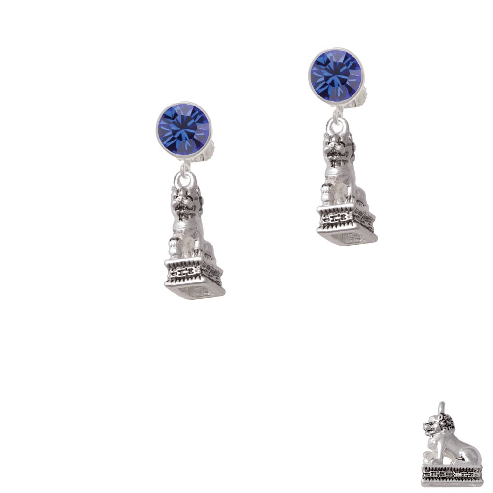 Fu Dog Crystal Clip On Earrings Image 1