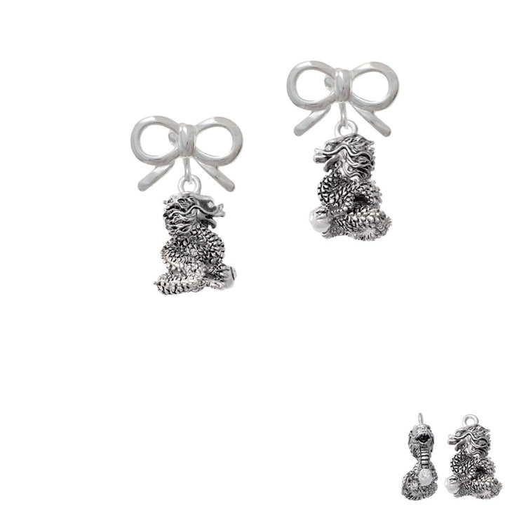 Dragon with AB Crystal Eyes and Clear Ball Crystal Clip On Earrings Image 9