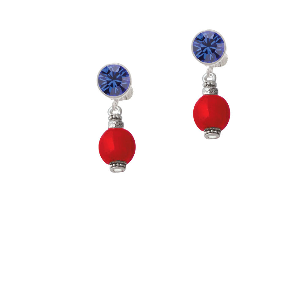 Red Chinese Lantern with Clear Crystal Crystal Clip On Earrings Image 7