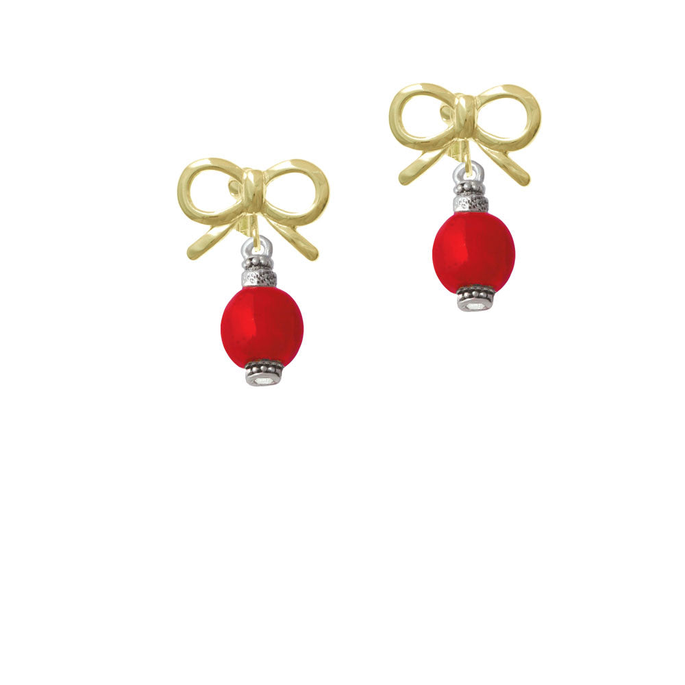 Red Chinese Lantern with Clear Crystal Crystal Clip On Earrings Image 10