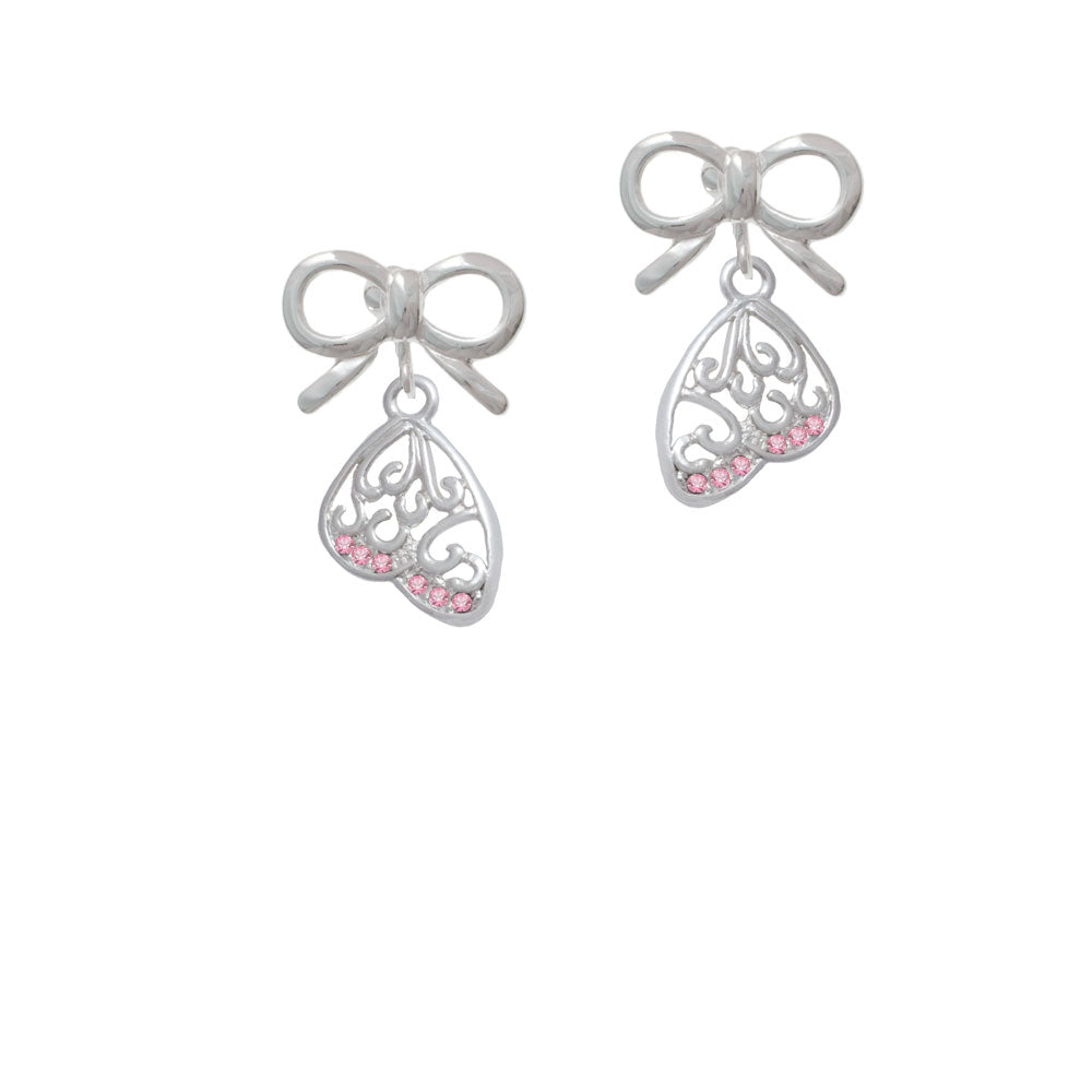 Open Pink Crystal Butterfly Wing Crystal Clip On Earrings Image 9