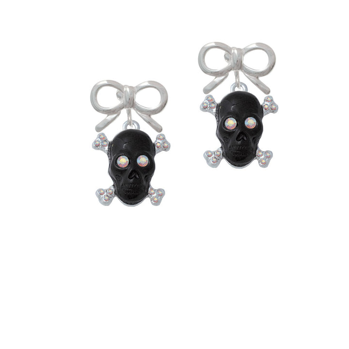 Large Black Resin Skull with AB Crystals Crystal Clip On Earrings Image 9