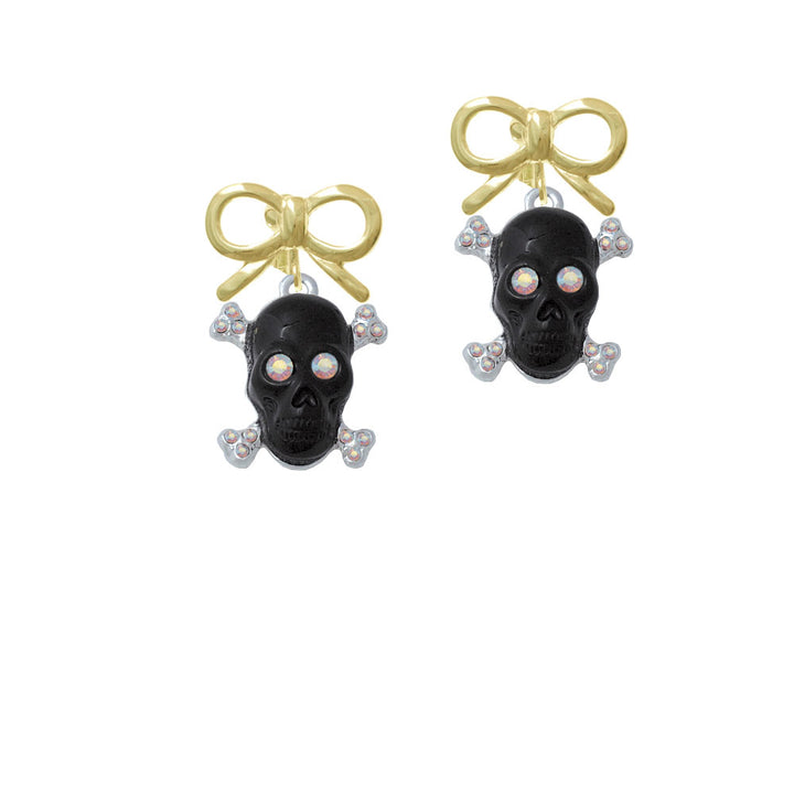 Large Black Resin Skull with AB Crystals Crystal Clip On Earrings Image 10