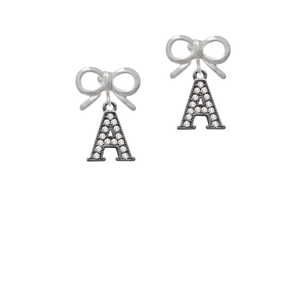 Crystal Black Initial - A - Beaded Border - Crystal Clip On Earrings Image 9