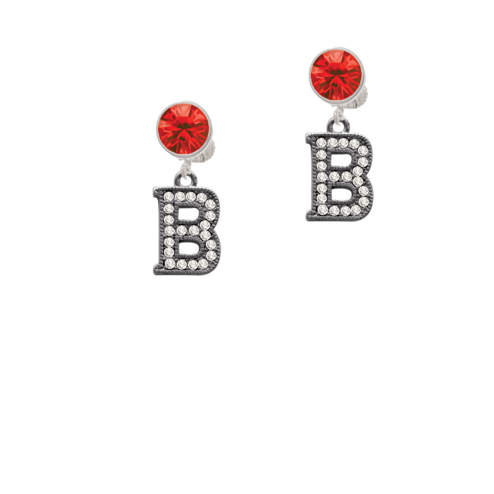 Crystal Black Initial - B - Beaded Border - Crystal Clip On Earrings Image 4