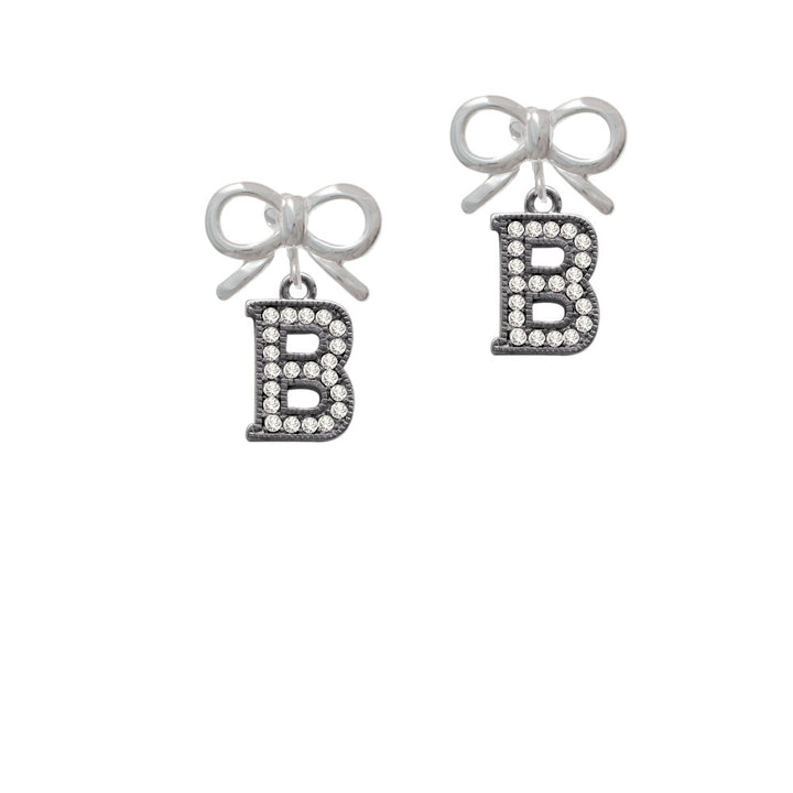 Crystal Black Initial - B - Beaded Border - Crystal Clip On Earrings Image 9