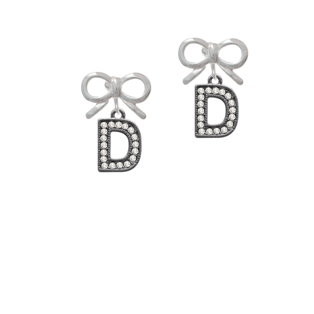 Crystal Black Initial - D - Beaded Border - Crystal Clip On Earrings Image 9