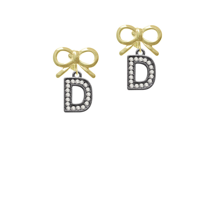 Crystal Black Initial - D - Beaded Border - Crystal Clip On Earrings Image 10