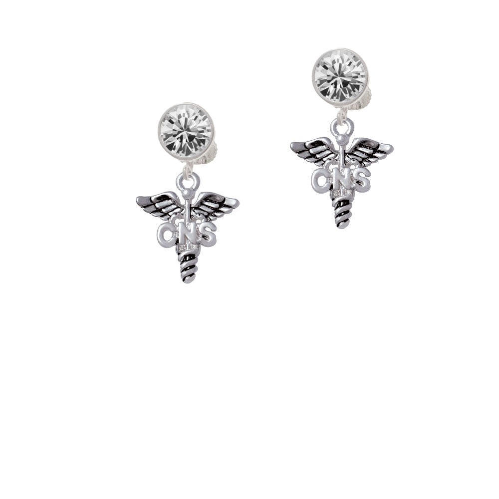 Caduceus - CNS Crystal Clip On Earrings Image 2