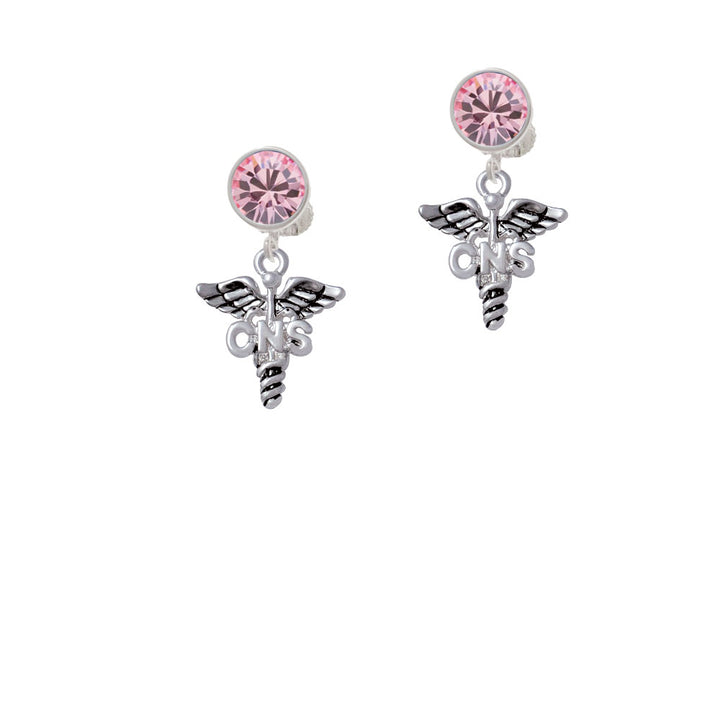 Caduceus - CNS Crystal Clip On Earrings Image 4