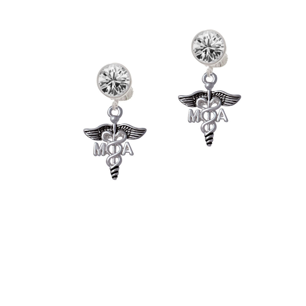 Caduceus - MA Crystal Clip On Earrings Image 2