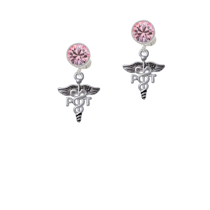 Caduceus - PT Crystal Clip On Earrings Image 1