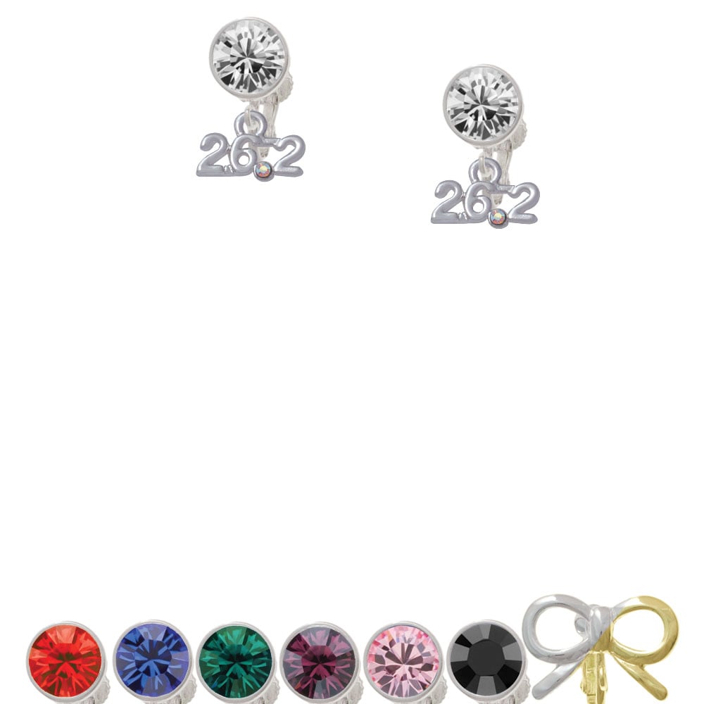 Marathon - 26.2 with Clear AB Crystal Crystal Clip On Earrings Image 1