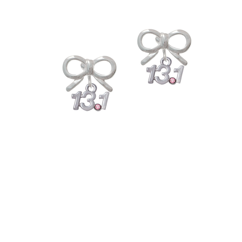 Half Marathon - 13.1 with Pink Crystal Crystal Clip On Earrings Image 9