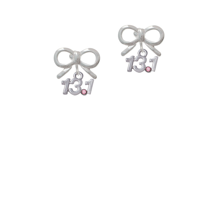 Half Marathon - 13.1 with Pink Crystal Crystal Clip On Earrings Image 9