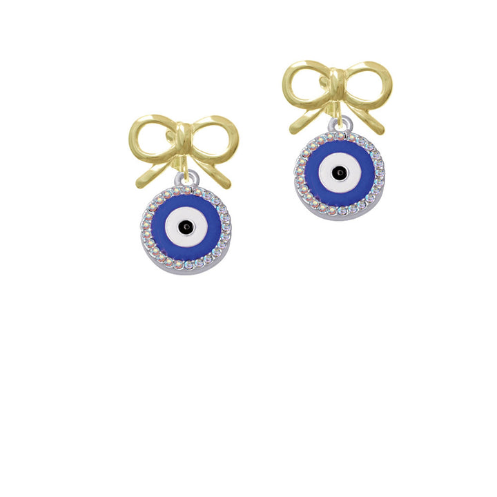 Large Blue Evil Eye with AB Crystal Border Crystal Clip On Earrings Image 10