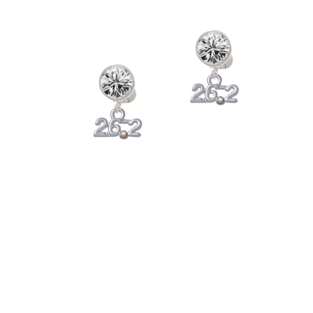 Marathon - 26.2 with Clear AB Crystal Crystal Clip On Earrings Image 2