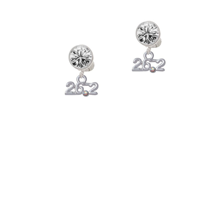 Marathon - 26.2 with Clear AB Crystal Crystal Clip On Earrings Image 1