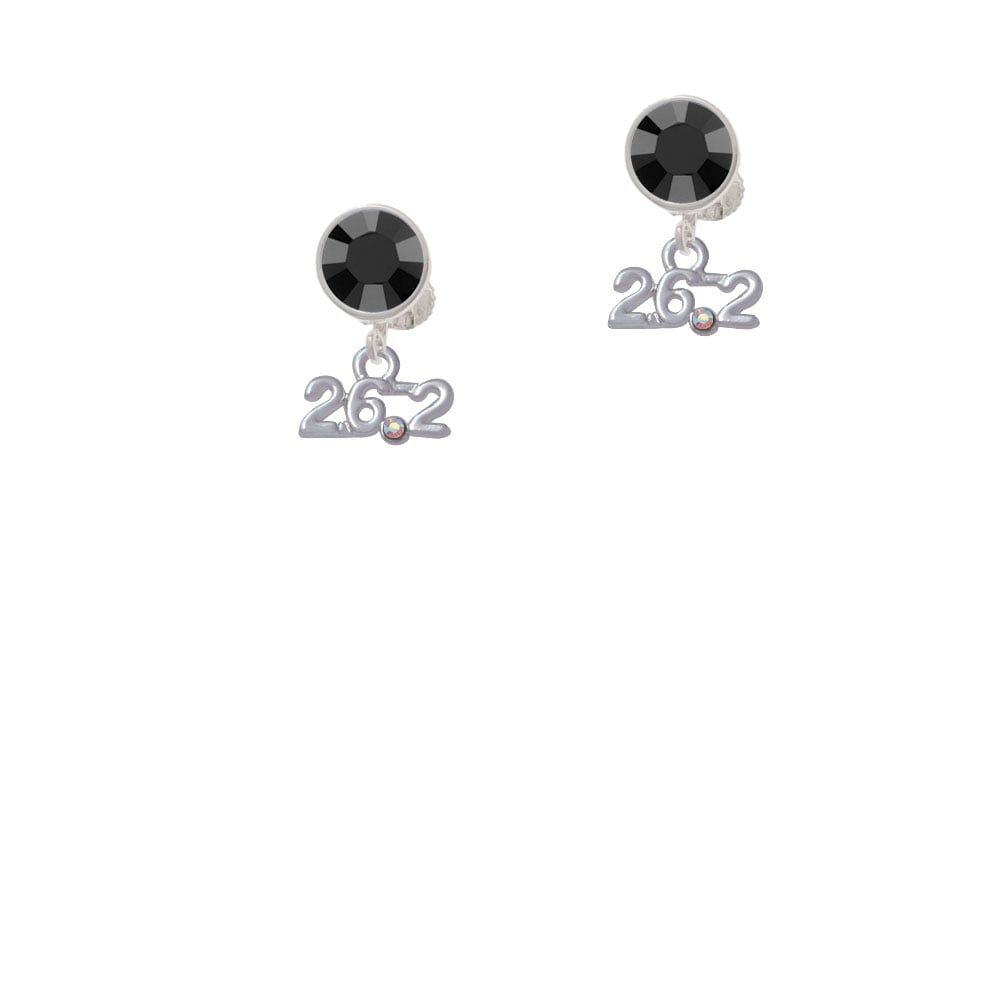 Marathon - 26.2 with Clear AB Crystal Crystal Clip On Earrings Image 3