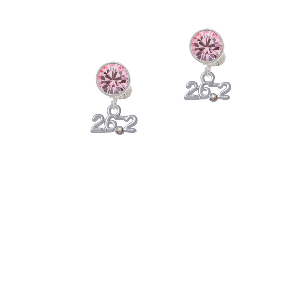 Marathon - 26.2 with Clear AB Crystal Crystal Clip On Earrings Image 4