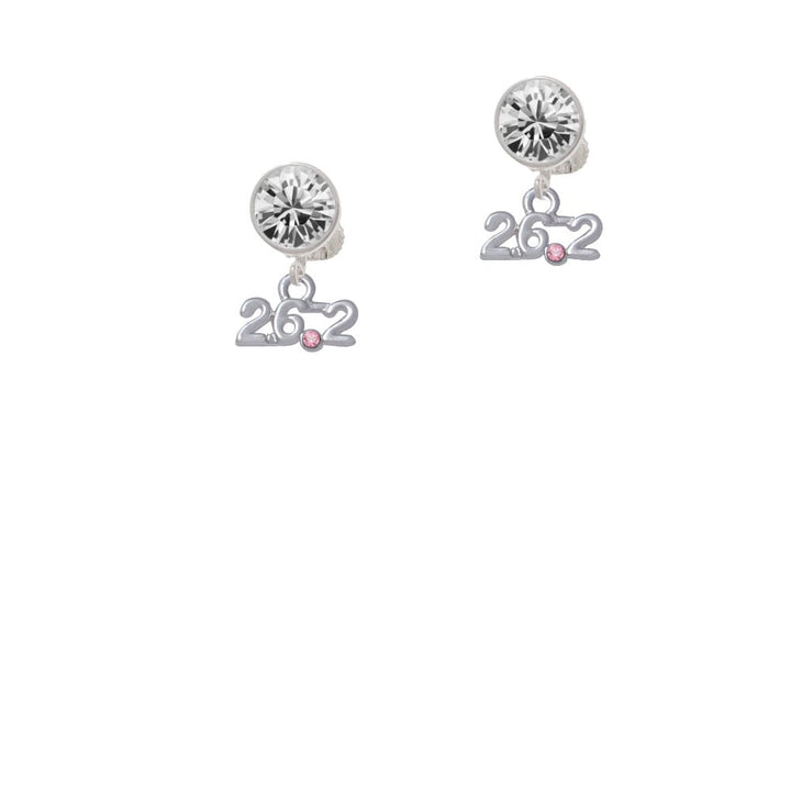 Marathon - 26.2 with Pink Crystal Crystal Clip On Earrings Image 1