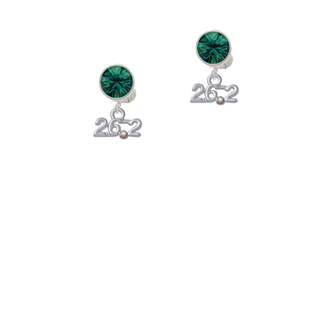 Marathon - 26.2 with Clear AB Crystal Crystal Clip On Earrings Image 6