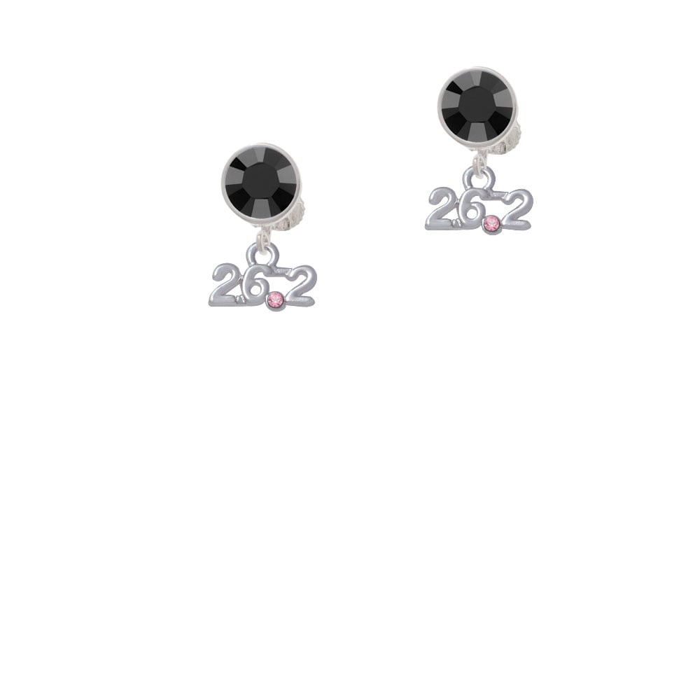 Marathon - 26.2 with Pink Crystal Crystal Clip On Earrings Image 1