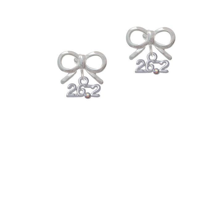 Marathon - 26.2 with Clear AB Crystal Crystal Clip On Earrings Image 9