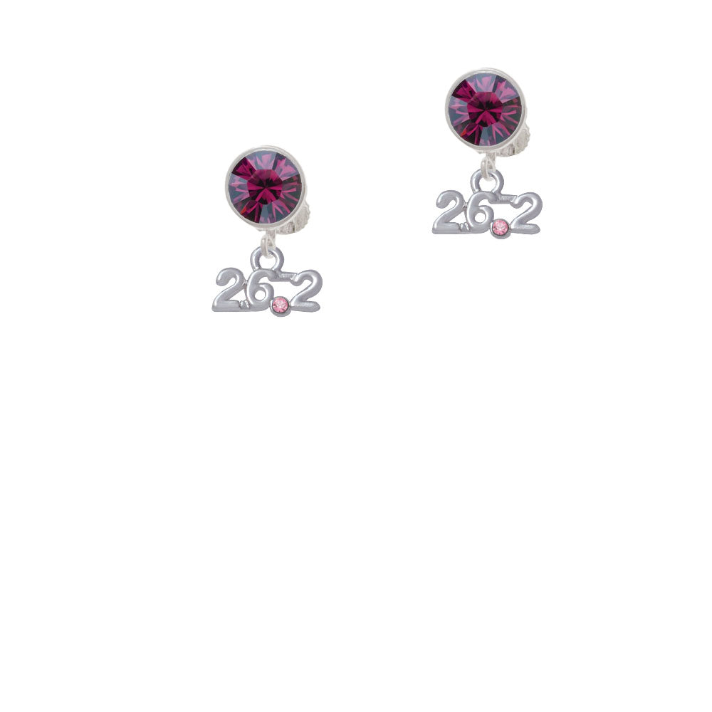 Marathon - 26.2 with Pink Crystal Crystal Clip On Earrings Image 8