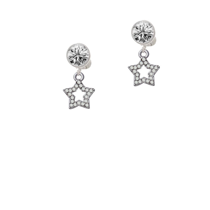 Open Star with Clear Crystals Crystal Clip On Earrings Image 1