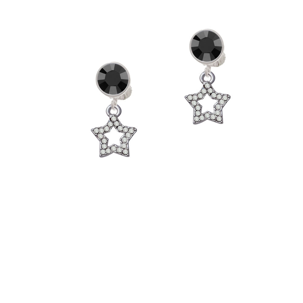 Open Star with Clear Crystals Crystal Clip On Earrings Image 3