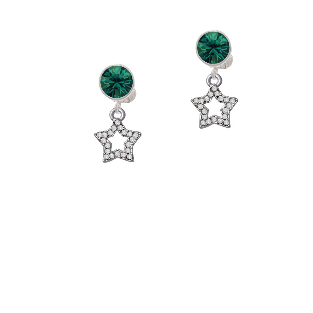 Open Star with Clear Crystals Crystal Clip On Earrings Image 6