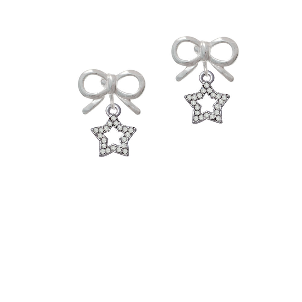 Open Star with Clear Crystals Crystal Clip On Earrings Image 9