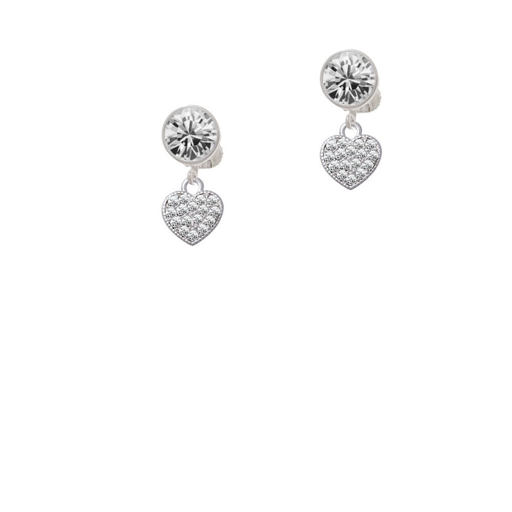 Small Heart with Clear Crystals Crystal Clip On Earrings Image 2