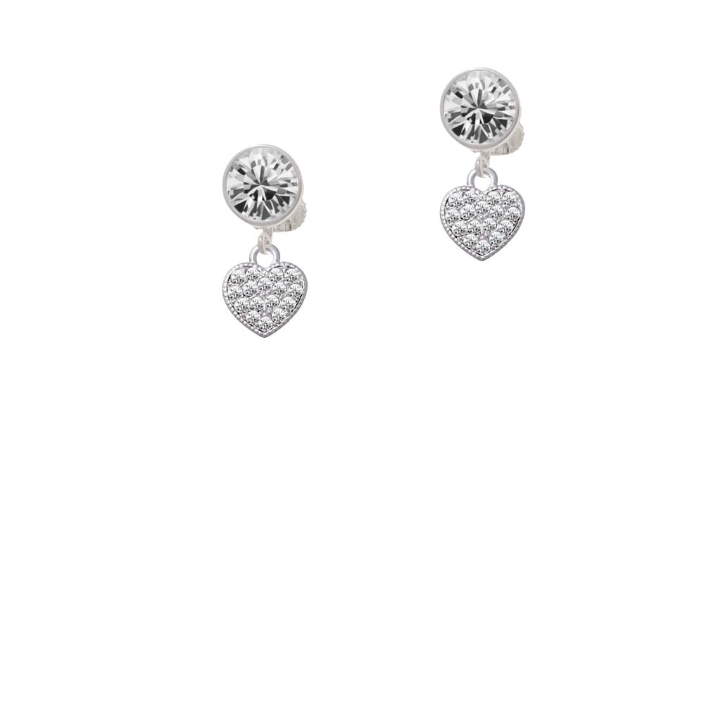 Small Heart with Clear Crystals Crystal Clip On Earrings Image 1