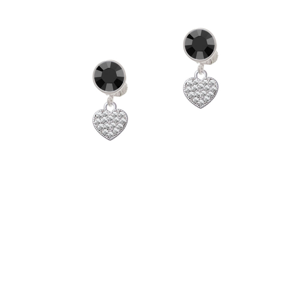 Small Heart with Clear Crystals Crystal Clip On Earrings Image 3