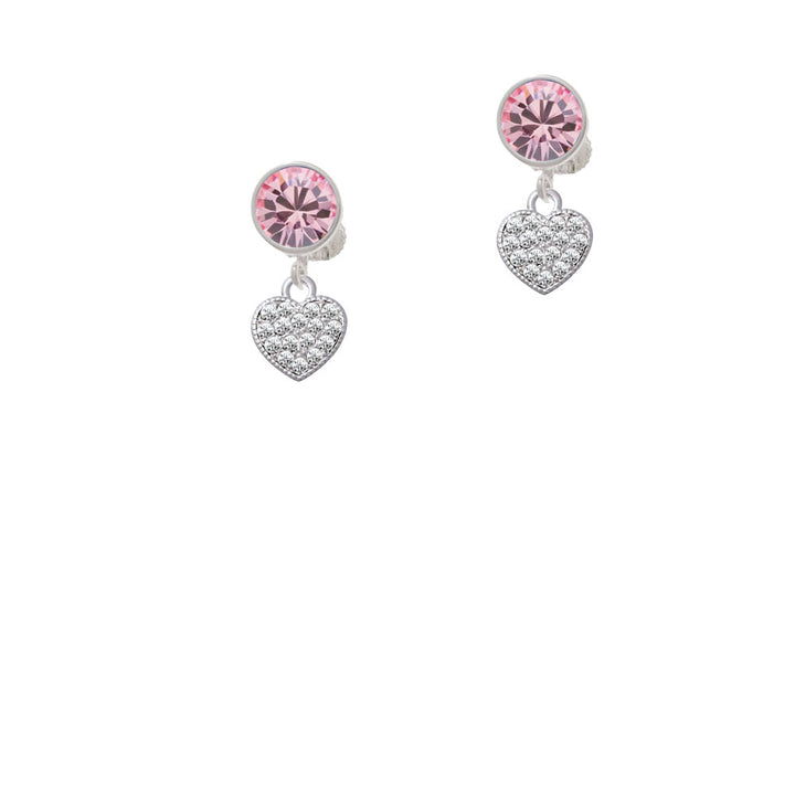 Small Heart with Clear Crystals Crystal Clip On Earrings Image 4