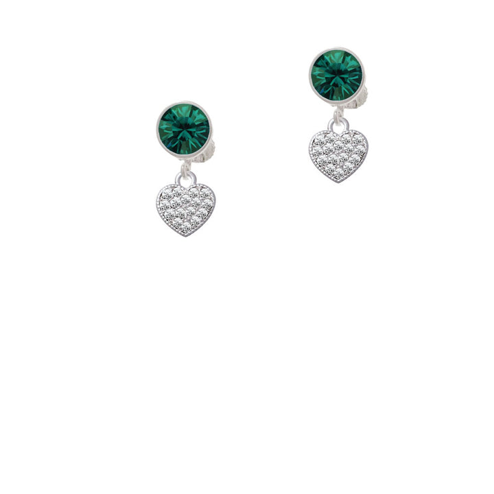 Small Heart with Clear Crystals Crystal Clip On Earrings Image 6