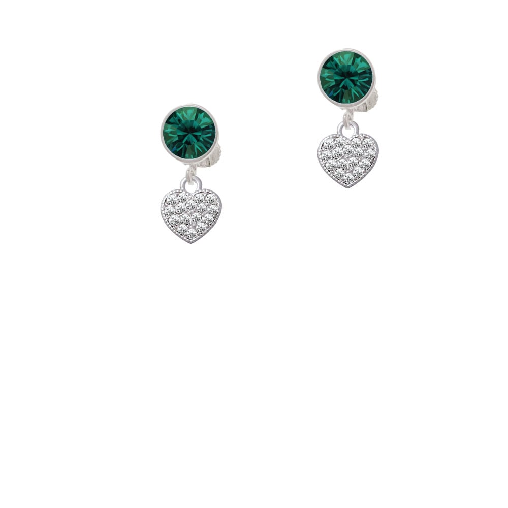 Small Heart with Clear Crystals Crystal Clip On Earrings Image 1