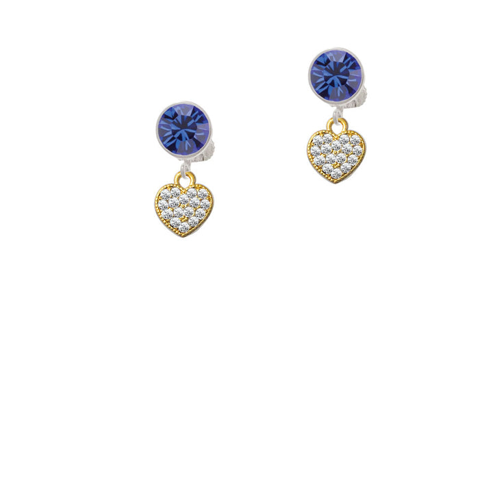 Small Gold Tone Heart with Clear Crystals Crystal Clip On Earrings Image 7