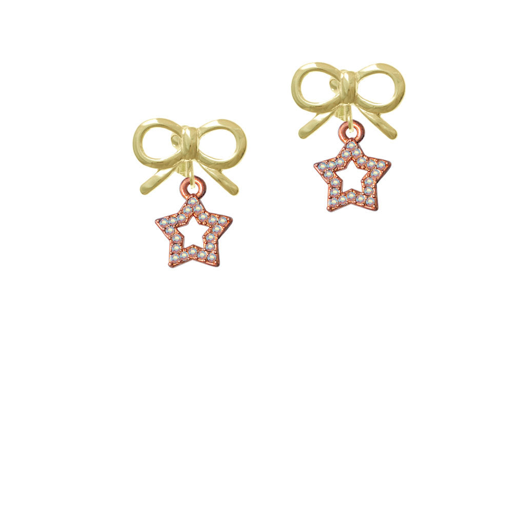 Open Rose Gold Tone Star with Clear AB Crystals Crystal Clip On Earrings Image 10