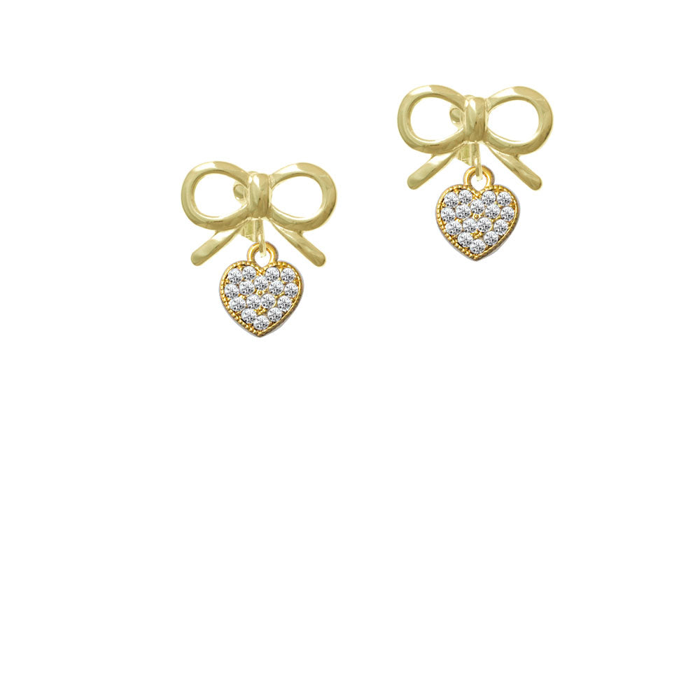 Small Gold Tone Heart with Clear Crystals Crystal Clip On Earrings Image 10