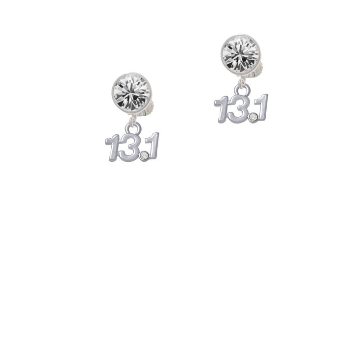 Half Marathon - 13.1 with Clear Crystal Crystal Clip On Earrings Image 2