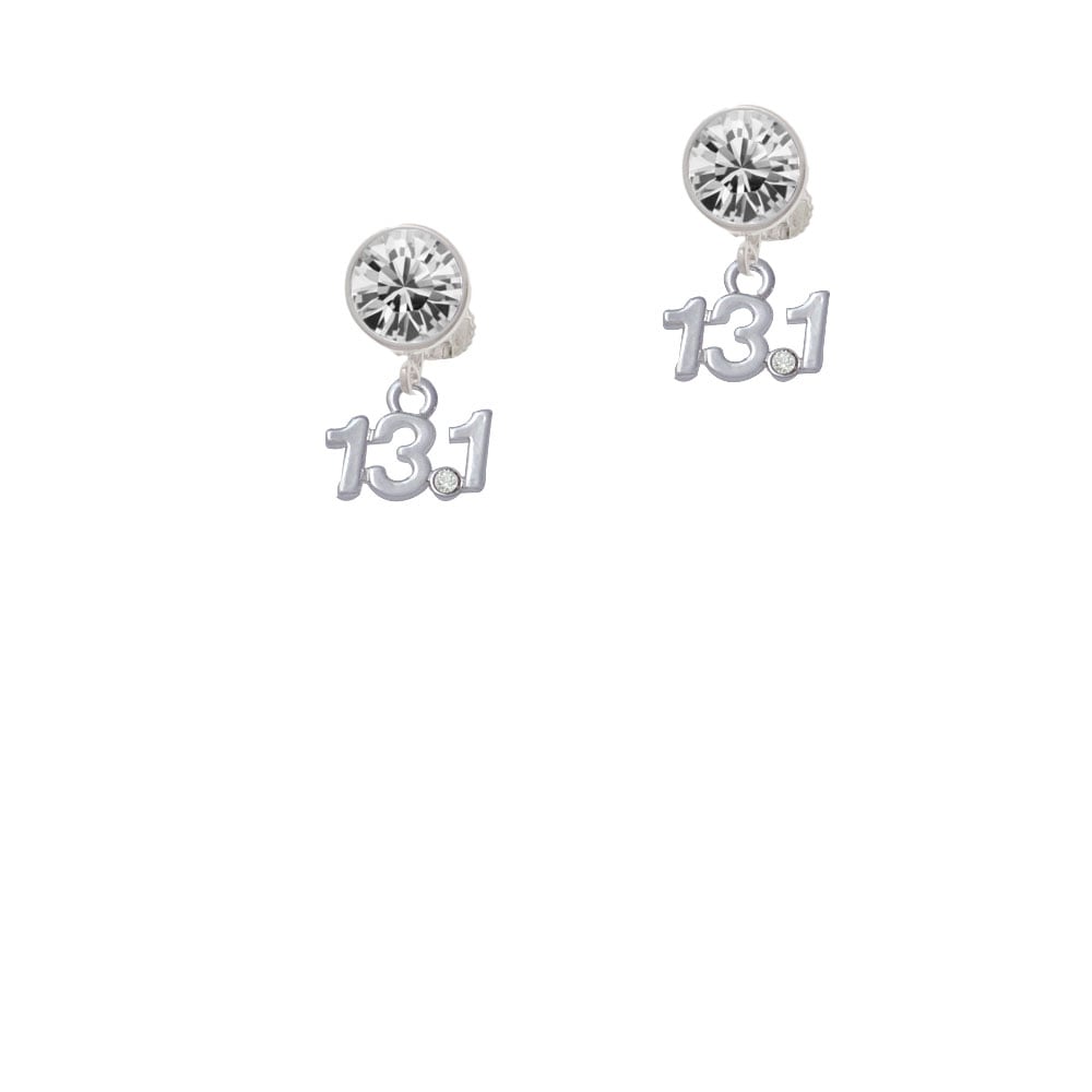 Half Marathon - 13.1 with Clear Crystal Crystal Clip On Earrings Image 1